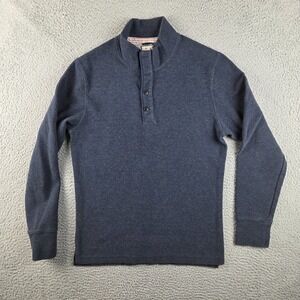 Relwen Micro Waffle Mock-Neck Sweater Shirt Medium Blue Huckberry Thermal Button